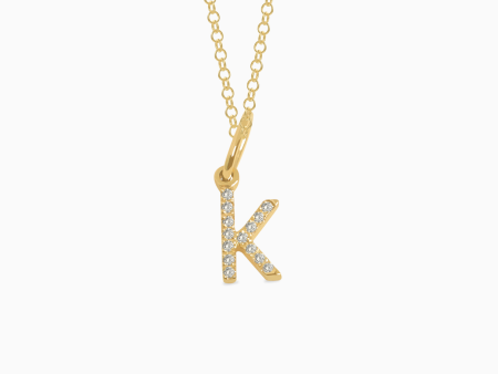 Dije en oro amarillo de 18K letra K full brillantes Fashion