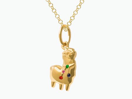 Dije Alpaca en oro amarillo de 18K con piedras preciosas For Sale