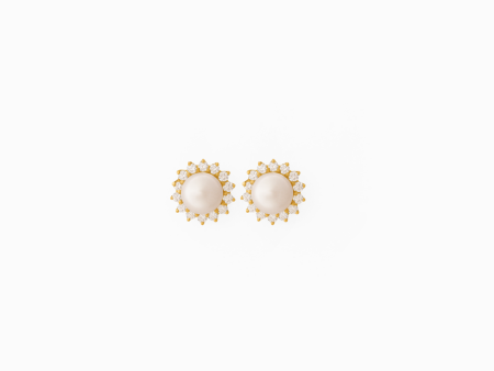 Aretes en oro amarillo de 18k con perlas y brillantes Supply