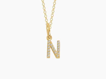 Dije en oro amarillo de 18K letra N full brillantes Online Hot Sale