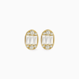 Aretes en oro amarillo de 18K oval con brillantes Discount