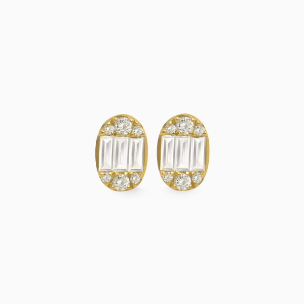 Aretes en oro amarillo de 18K oval con brillantes Discount