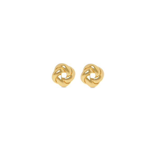 Aretes en oro amarillo de 18k en forma de nudo Online Hot Sale