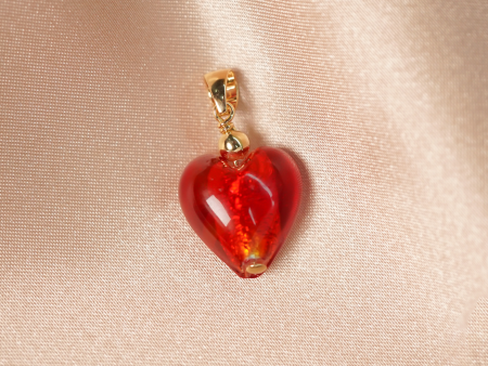 Dije en oro amarillo de 18K corazón rojo Online Sale