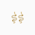 Aretes en oro amarillo de 18K serpiente con brillantes Online Sale