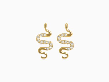 Aretes en oro amarillo de 18K serpiente con brillantes Online Sale