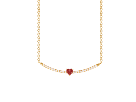 Collar corazón en oro amarillo de 18K con granate Online Sale