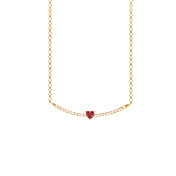 Collar corazón en oro amarillo de 18K con granate Online Sale