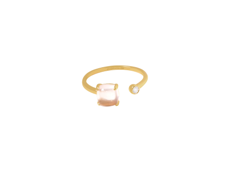 Anillo en oro amarillo de 18K con cuarzo rosado For Cheap