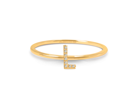 Anillo en oro amarillo de 18K letra L con brillantes Supply