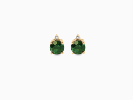 Aretes en oro amarillo de 18K turmalinas redondas verde azulado For Sale