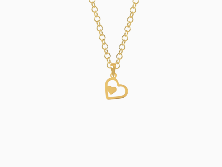 Dije en oro amarillo de 18K corazón doble Sale