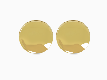 Aretes en oro amarillo de 18K botón hundido liso Supply