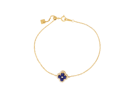 Pulsera tipo flor en oro amarillo de 18K con zafiros y brillos Sale