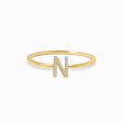 Anillo en oro amarillo de 18K letra N con brillantes Discount