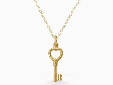 Dije en oro amarillo de 18K en forma de llave corazón Discount