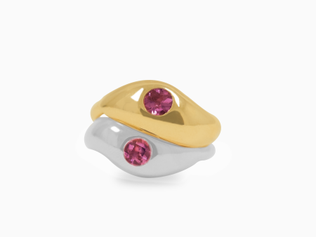 Anillos Eternal Duo Ring en oro amarillo y oro blanco de 18K con turmalinas rosa redondas Discount