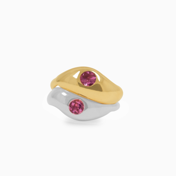 Anillos Eternal Duo Ring en oro amarillo y oro blanco de 18K con turmalinas rosa redondas Discount