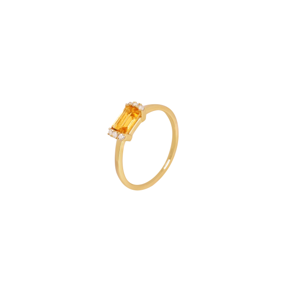 Anillo oro amarillo de 18K con citrino corte esmeralda Discount