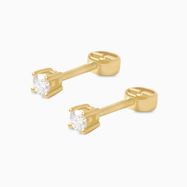 Aretes en oro amarillo de 18K punto de luz con brillante Sale