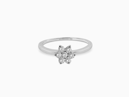 Anillo en oro blanco de 18K roseta con brillantes For Cheap