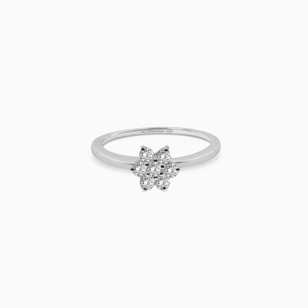 Anillo en oro blanco de 18K roseta con brillantes For Cheap