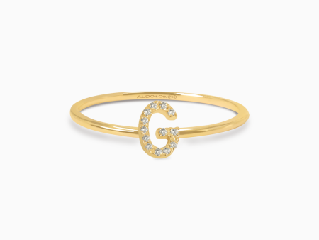 Anillo en oro amarillo de 18K letra G con brillantes Fashion