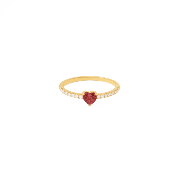 Anillo corazón oro amarillo de 18k con granate y brillantes Online Hot Sale