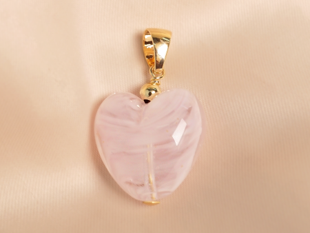 Dije en oro amarillo de 18K corazón rosado Discount