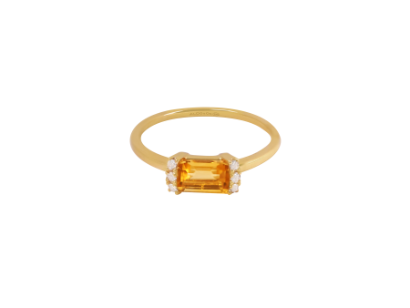 Anillo oro amarillo de 18K con citrino corte esmeralda Discount