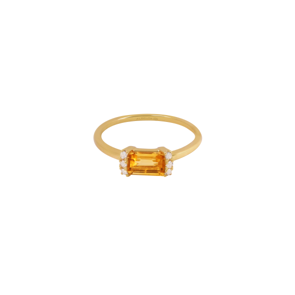 Anillo oro amarillo de 18K con citrino corte esmeralda Discount