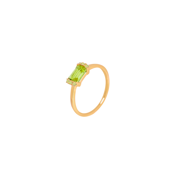 Anillo oro amarillo de 18K con peridoto corte esmeralda For Discount