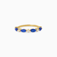 Anillo oro amarillo de 18K con zafiros marquisse Online