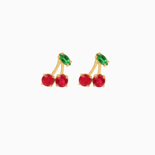 Aretes en oro amarillo de 18K cerezas Hot on Sale