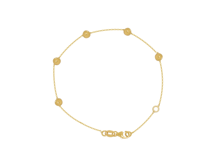 Pulsera oro amarillo de 18K con 5 beads intercalados con cadena rolito Online Sale