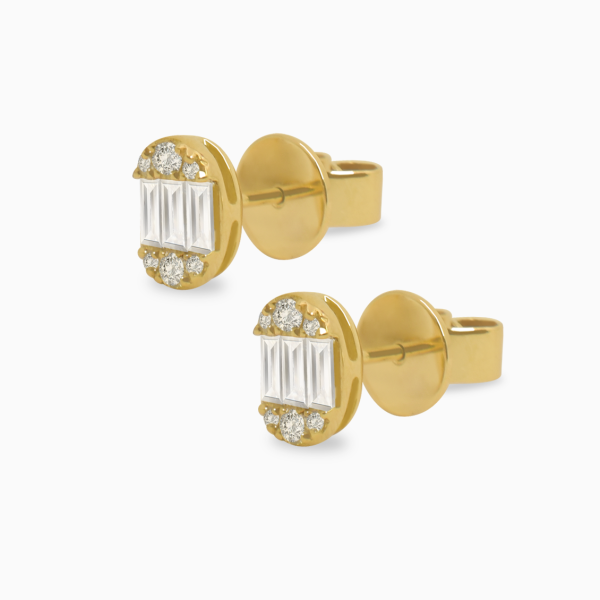 Aretes en oro amarillo de 18K oval con brillantes Discount