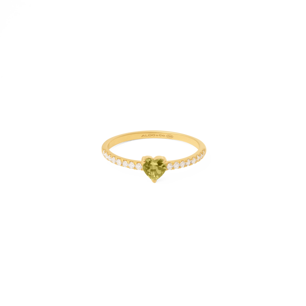 Anillo corazón oro amarillo de 18k con peridoto y brillos Supply