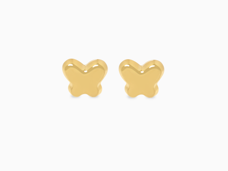 Aretes en oro amarillo de 18K mariposa Discount