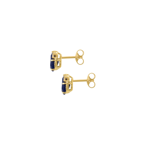 Aretes oro amarillo 18K con cuarzo azul marino pentagonal Online now