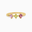 Anillo en oro amarillo de 18K con turmalinas princess For Cheap