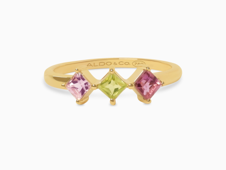 Anillo en oro amarillo de 18K con turmalinas princess For Cheap