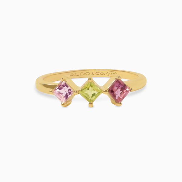 Anillo en oro amarillo de 18K con turmalinas princess For Cheap