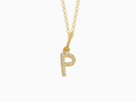 Dije en oro amarillo de 18K letra P full brillantes Online now