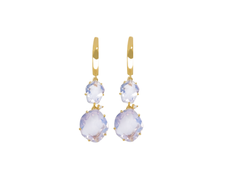 Aretes oro amarillo 18K con argolla y ópalo lila pentagonal For Discount