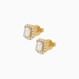 Aretes en oro amarillo de 18K con diamante corte esmeralda For Discount