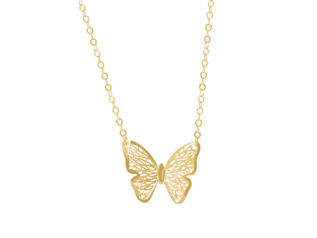 Collar en oro amarillo de 18K mariposa calada con cadena rolito Sale