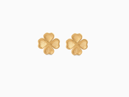 Aretes en oro amarillo de 18K trébol Discount