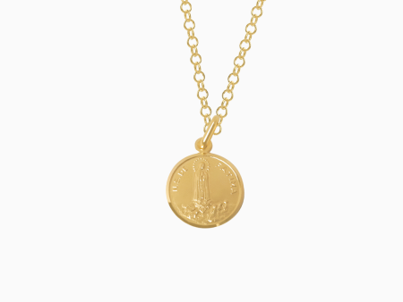 Dije en oro amarillo de 18K medalla circular Virgen de Fátima Discount