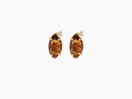 Aretes en oro amarillo de 18K cuarzo fume marquisse Discount