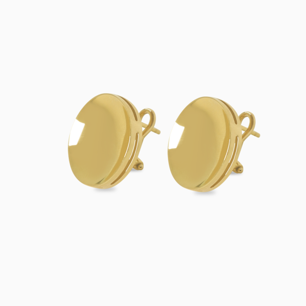 Aretes en oro amarillo de 18K botón hundido liso Supply